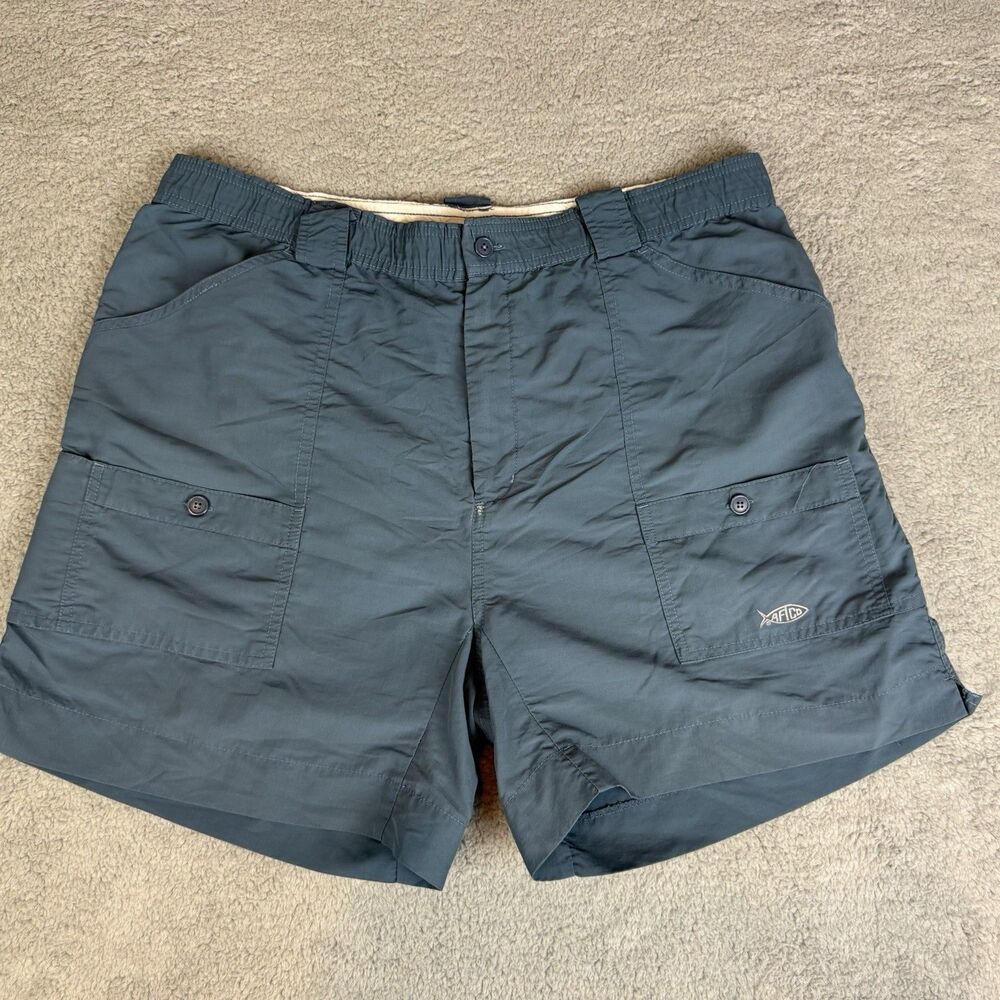 S AFTCO Shorts Men's 42 Blue Cargo‎ Performance Fishing Stretch Lightweight